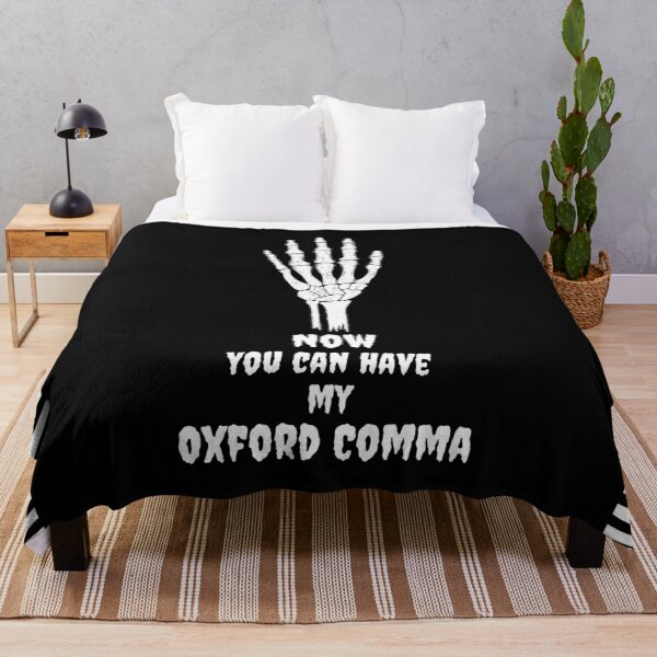 Item preview, Skeleton hand now you can have my Oxford comma Halloween black white designed and sold by GrammarDance.