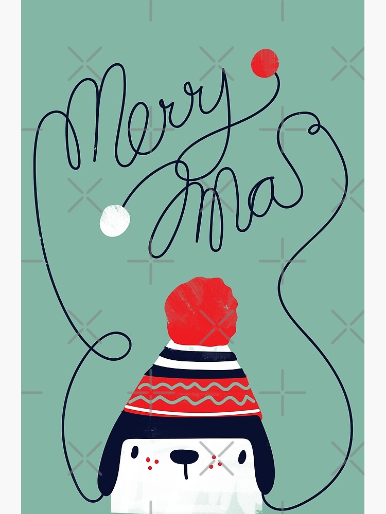 Christmas Bobble Hat Dog by Doozal