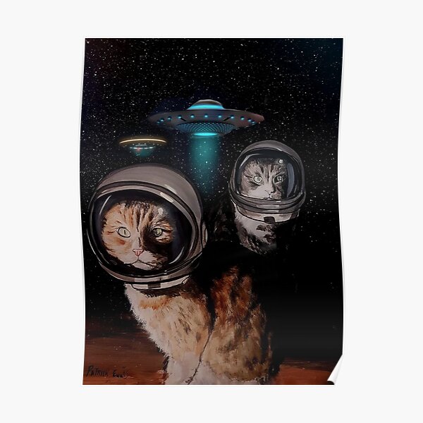 Space cats and u.f.o's Poster