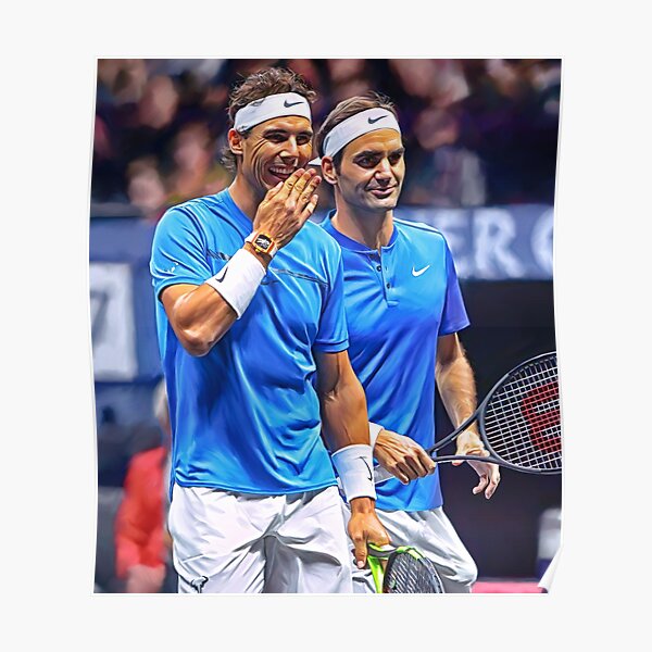 Roger Federer et Rafa Nadal à Laver Cup. Affiche d'impression numérique. Cadeau d'art fan de tennis. Poster