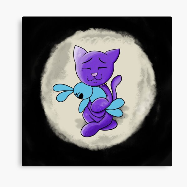 Little Cat and Mr. Fuzzby Night Time Canvas Print