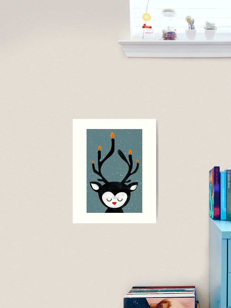 Thumbnail 1 of 3, Art Print, Reindeer Candles designed and sold by Doozal.