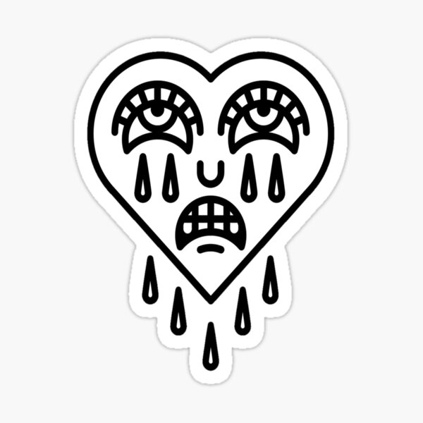 CRYING HEART  Crying Heart Broken Girl Emo Love Tatto  Sticker  TeePublic