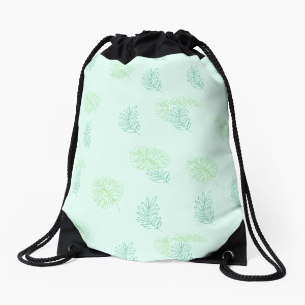 Green leaves Drawstring Bag