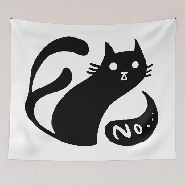 Item preview, Spooky black cat two tails saying no black and white designed and sold by mooniya-stories.
