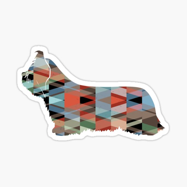 Skye Terrier Dog Colorful Geometric Silhouette Plaid Sticker