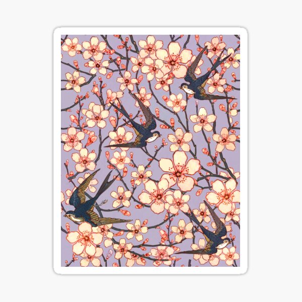 Item preview, Victorian swallows and almond blossoms designed and sold by beesocks.