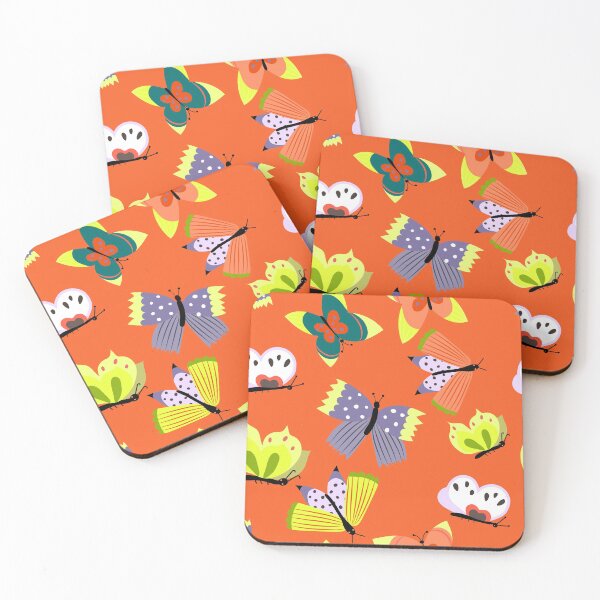Item preview, Seamless pattern with colorful butterflies on the red background. designed and sold by BychkovaEvgenia.
