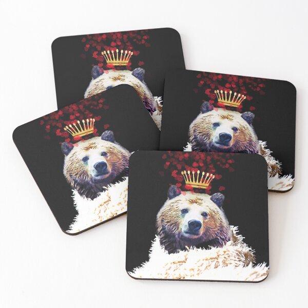 Item preview, Royal Love grizzly bear, golden crown of hearts designed and sold by Glimmersmith.