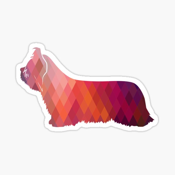 Skye Terrier Dog Colorful Geometric Silhouette Pink Sticker