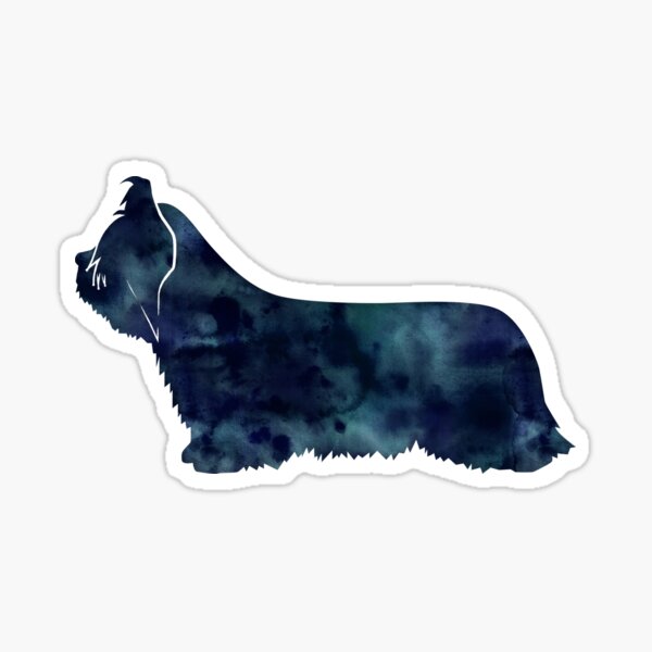 Skye Terrier Dog Black Watercolor Silhouette Sticker