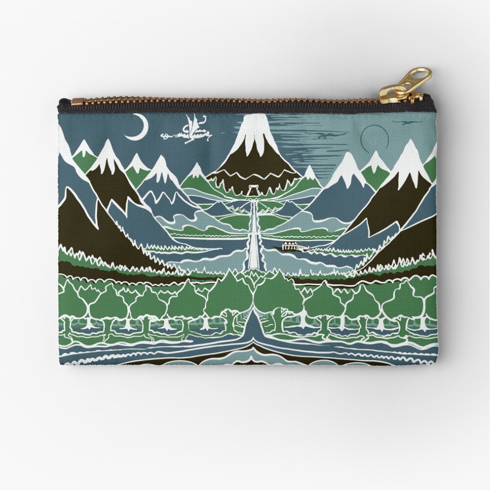 Forest mountain path in the style of J.R.R.Tolkien Zipper Pouch