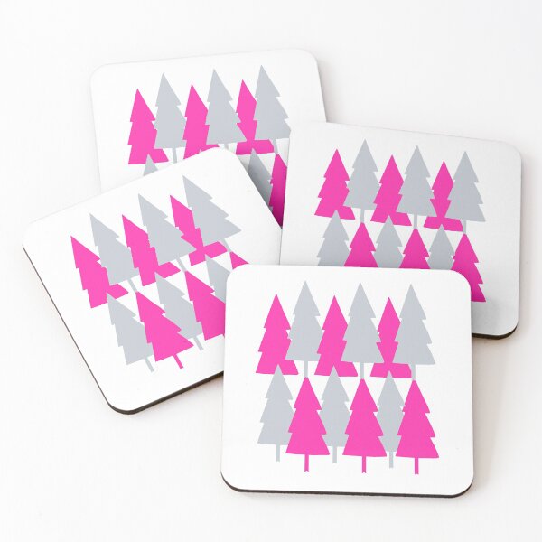 Item preview, Christmas Tree pattern in alternating bright fuschia pink and gray designed and sold by Rabbitti.