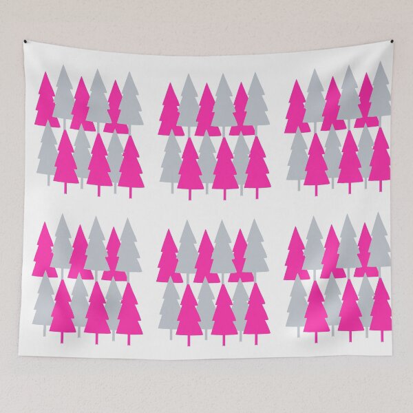 Item preview, Christmas Tree pattern in alternating bright fuschia pink and gray designed and sold by Rabbitti.