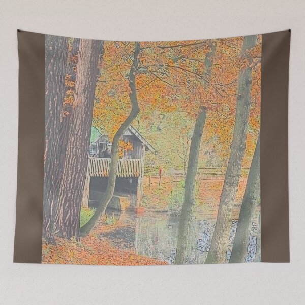 Item preview, Winkworth Arboretum Boathouse In Autumn designed and sold by NatureGo.