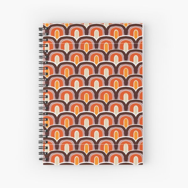 70s Vintage Rainbow Pattern, geomatric line pattern, collection Yellow Me Spiral Notebook