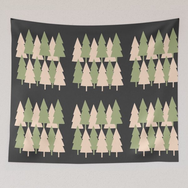 Item preview, Christmas Tree pattern in alternating pale pink and light olive gren designed and sold by Rabbitti.