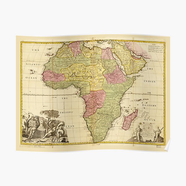 Map Of Africa By John Senex 1725 Poster By Allhistory Redbubble 3488