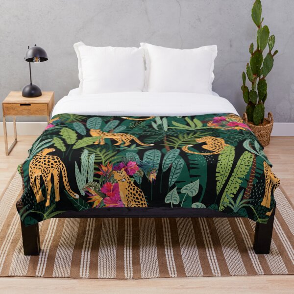 Tropical Cheetah Print Throw Blanket