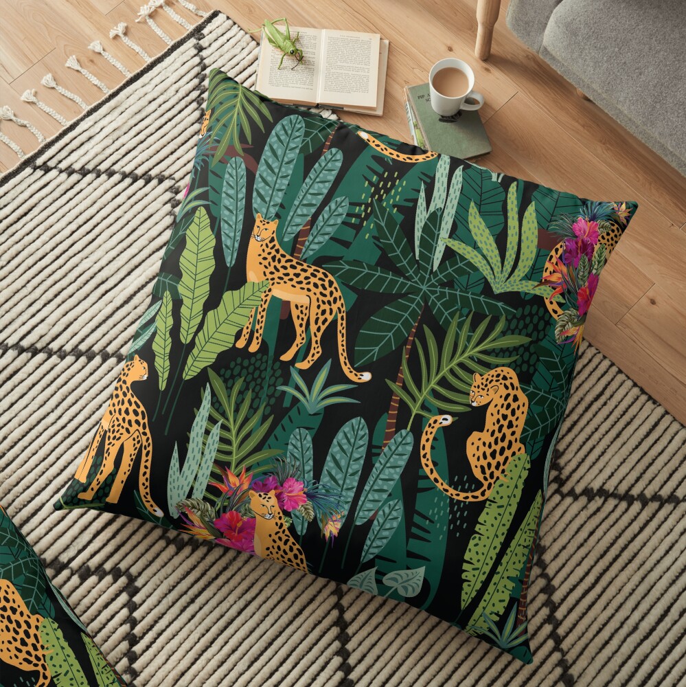 Tropical Cheetah Print Floor Pillow