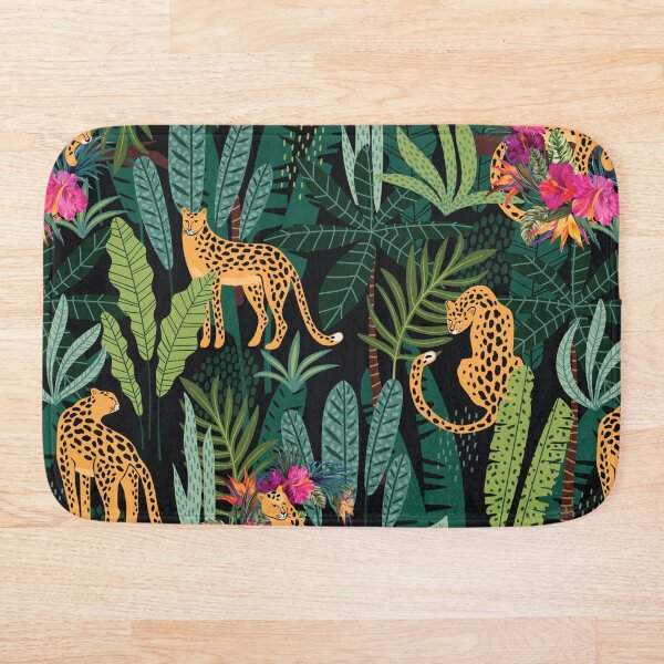 Tropical Cheetah Print Bath Mat