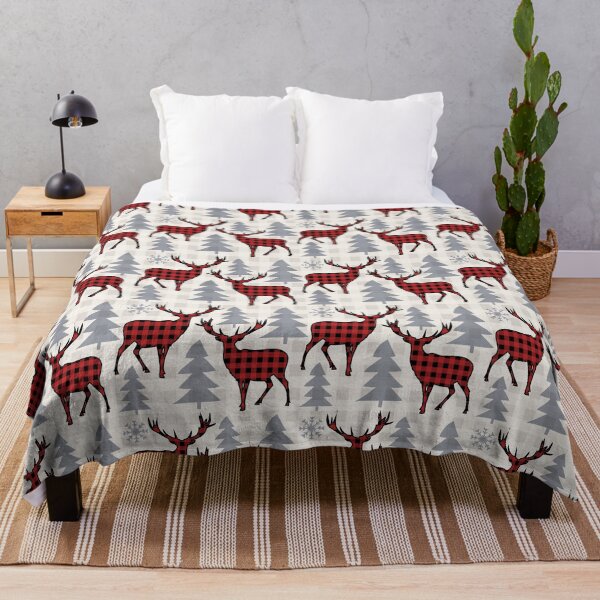 Item preview, Rustic Plaid Christmas Deer and Tree designed and sold by famenxt.
