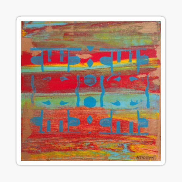 Red Haze Abstract Painting Sticker