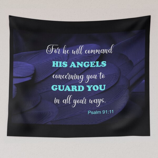 Item preview, His Angels Guard You - Psalm 91:11 - Blue Feather designed and sold by ittybittyowl.