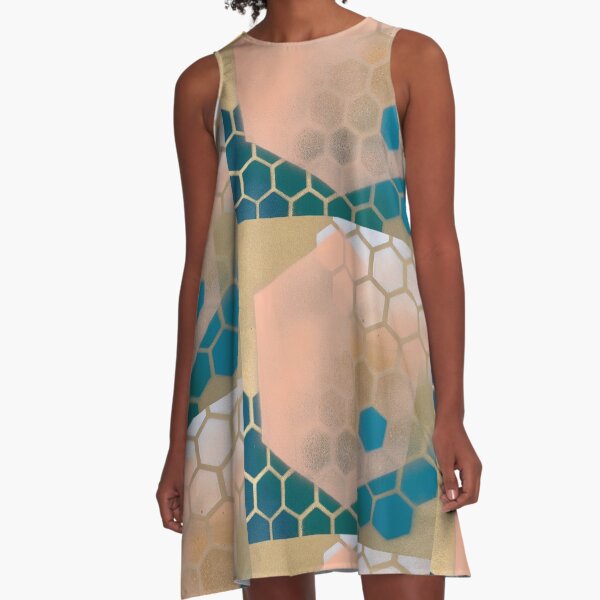 Hexagon Pink 01 A-Line Dress