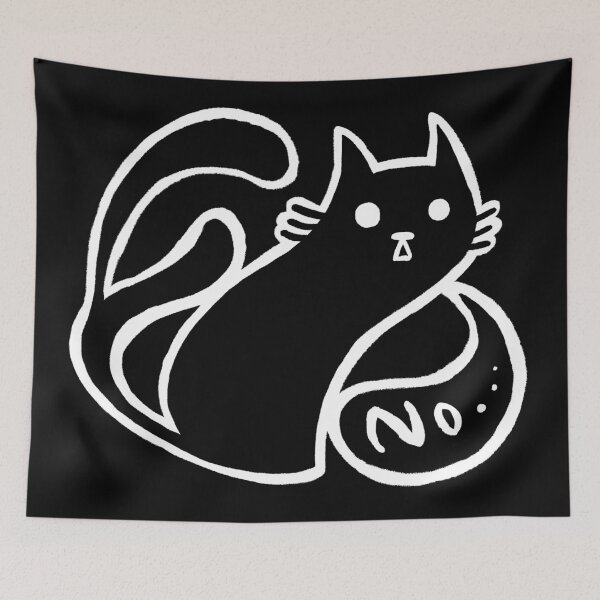 Item preview, Spooky black cat two tails saying no white and black designed and sold by mooniya-stories.