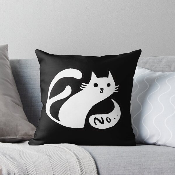 Item preview, Spooky white cat two tails saying no black and white designed and sold by mooniya-stories.
