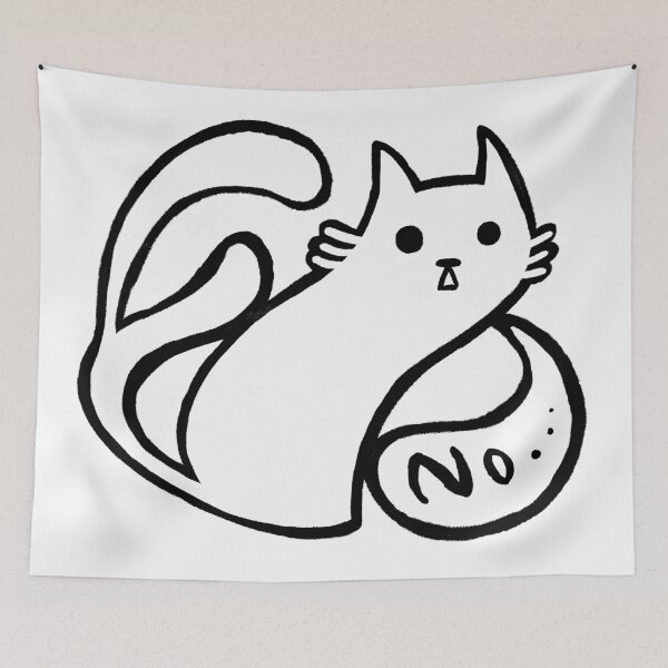 Item preview, Spooky white cat two tails saying no white and black designed and sold by mooniya-stories.