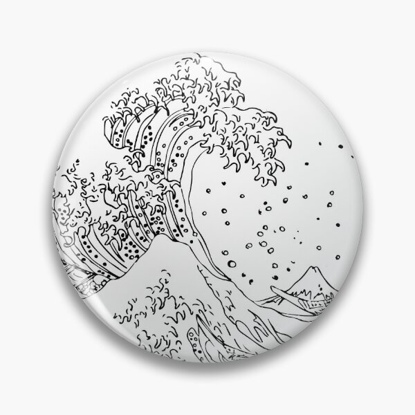Item preview, Great Wave Outline Black Circle designed and sold by GlowinUp Shop.