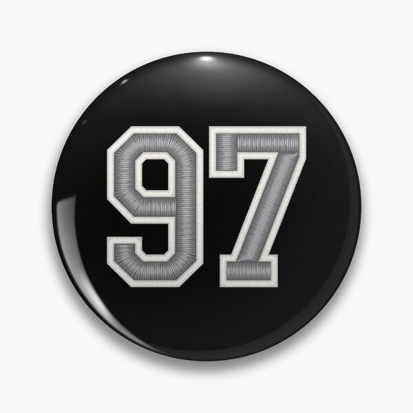 Item preview, 97 Silver White Black Jersey Football Sports Number Ninety-Seven designed and sold by HelloFromAja.