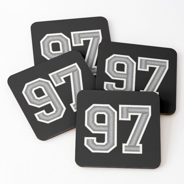 Item preview, 97 Silver White Black Jersey Football Sports Number Ninety-Seven designed and sold by HelloFromAja.