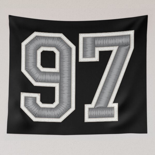 Item preview, 97 Silver White Black Jersey Football Sports Number Ninety-Seven designed and sold by HelloFromAja.