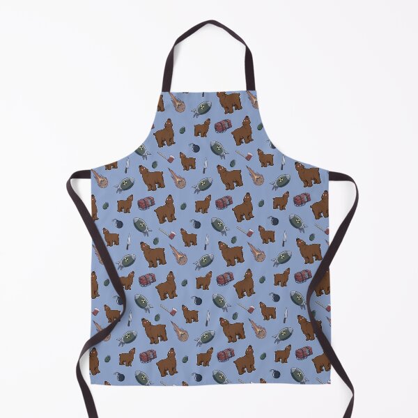 Dumb Bear Danger Pattern (blue) Apron