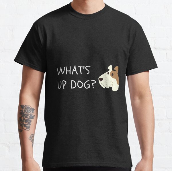 kiMaran Design T-Shirt WHAT UP DAWG Dog Pun Quote Unisex Jersey Short  Sleeve Tee (Black XL) 
