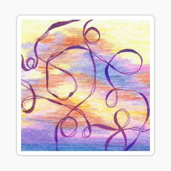Ribbon Doodle With Sunrise Background Sticker