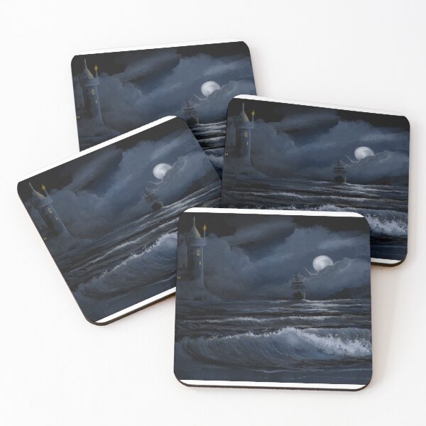 Item preview, The Night Shift - Fantasy Castle Moonlit Seascape and Ship designed and sold by TNArtist.