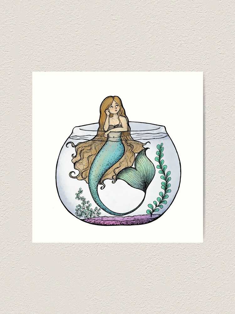 Mermaid in a fishing bowl Art Print for Sale by SlightlyOdd