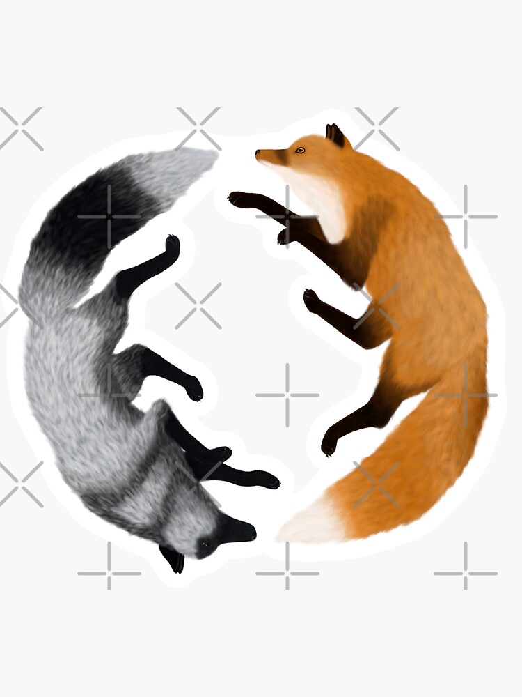 Fox Therian Ying Yang Sticker (Square) Fox Therian Ying Yang Square Sticker  3 x 3