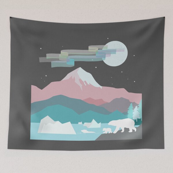 Item preview, Glacier Bay - Polar Ice Region with Aurora Lights & Polar Bears designed and sold by LouiseFranksArt.