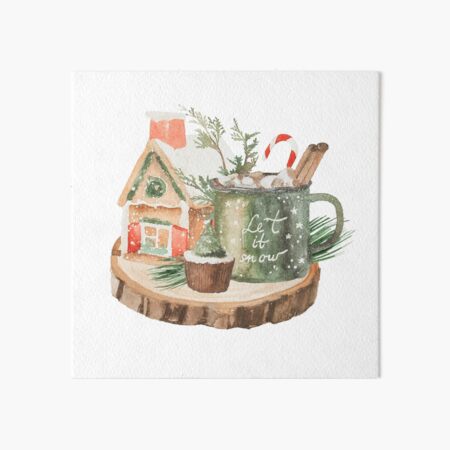 winter treats hot chocolate and gingerbread Art Board Print