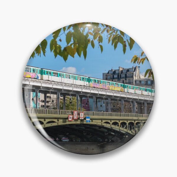 Item preview, Metro with graffiti on Bir-Hakeim bridge in Autumn - Paris designed and sold by Ulysse Pixel.