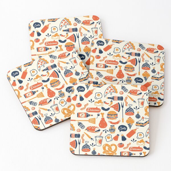 Item preview, Fun & Colorful Retro Food & New York Deli Style Pattern Design designed and sold by The Whiskey Ginger Design Shop.