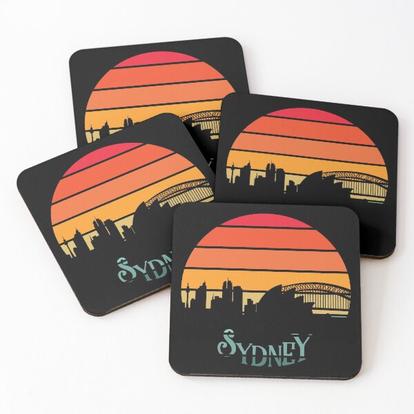 Item preview, Sydney Skyline With Retro 80's Sunset designed and sold by Primroaddesigns.