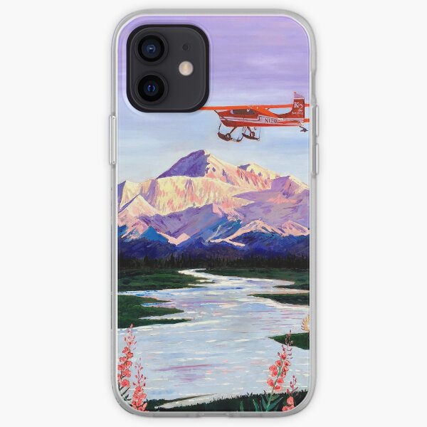 Denali Mountain Painting, K2 Aviation, Living Room Painting, Alaska Mountain, Gift for Pilot, Scott Clendaniel, Alaska Aviation, Mt McKinley iPhone Soft Case