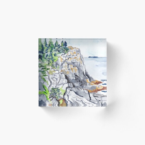 View of Blackhead on Monhegan Island Acrylic Block