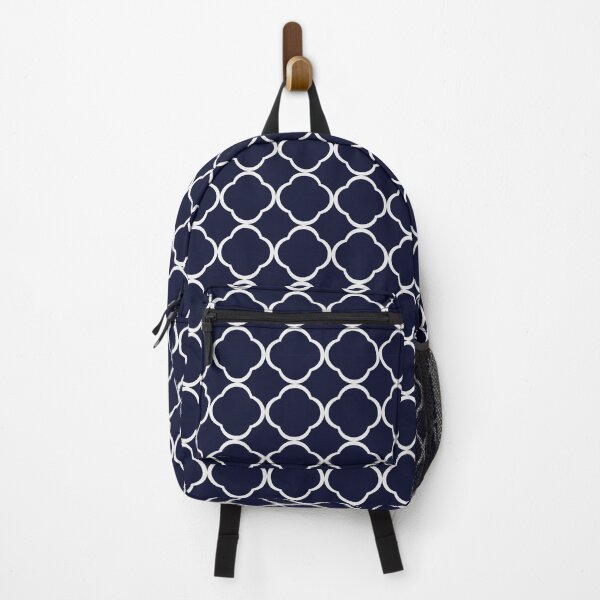 Item preview, Navy blue quatrefoil lattice pattern. Moroccan tile pattern. Nautical geometric pattern. designed and sold by ArtBIU.